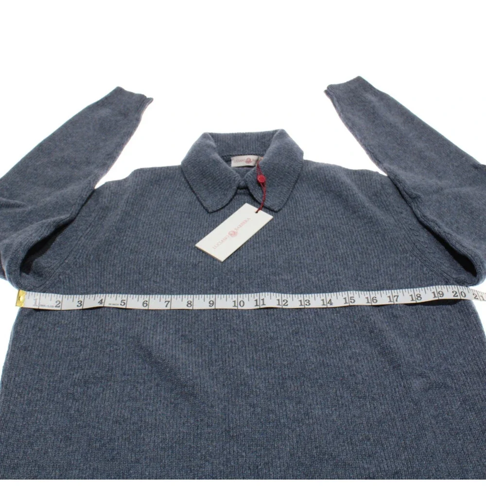 Luciano Barbera NWT Collared Knit Sweater Size 50 (US M) in Blue 100% Cashmere